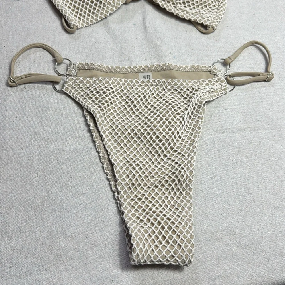 Vintage Tie Side, Brazilian Style Elegant Cream Bikini Set